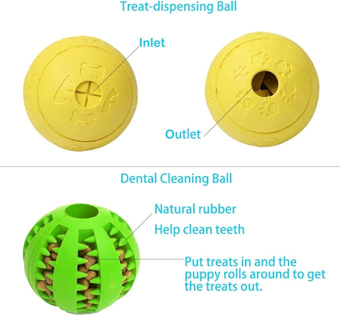 5 Different Functions Interactive Dog Puzzle Toys Balls for Medium Large Dogs, Food Treat Dispensing Dog Toys-PurrikoPets