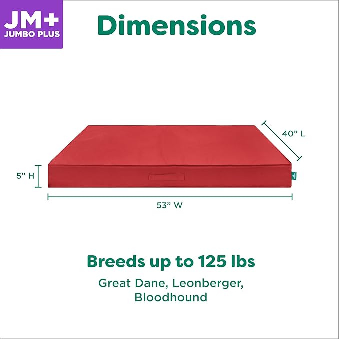 FurHaven Cooling Dog Bed – XXL Foam Mattress for Joint Pain Relief, Waterproof Liner, Removable Washable Cover, Durable for Outdoor Use, Deluxe Grid Indoor/Outdoor Bed – Red, Jumbo Plus-PurrikoPets