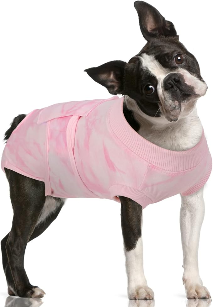 FUAMEY Recovery Suit for Dogs After Surgery,Soft Breathable Dog Bodysuit E-Collar & Cone Alternative Surgical Suit,Male Female Dog Neuter Spay Suits Anti Licking Wounds Onesie Pink Tie Dye L-PurrikoPets