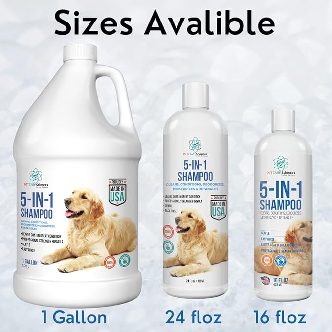 8 floz 5 in 1 Dog Shampoo for Itchy Skin - Sensitive Skin Dog Shampoo for Smelly Dogs - Dog Shampoos & Conditioners - Made in The USA-PurrikoPets