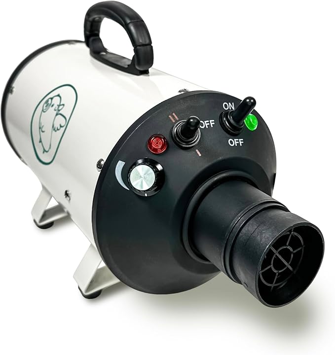 Flying Pig High Velocity Dog Pet Grooming Dryer w/Heater (Flying One, White w/Teal Logo)-PurrikoPets