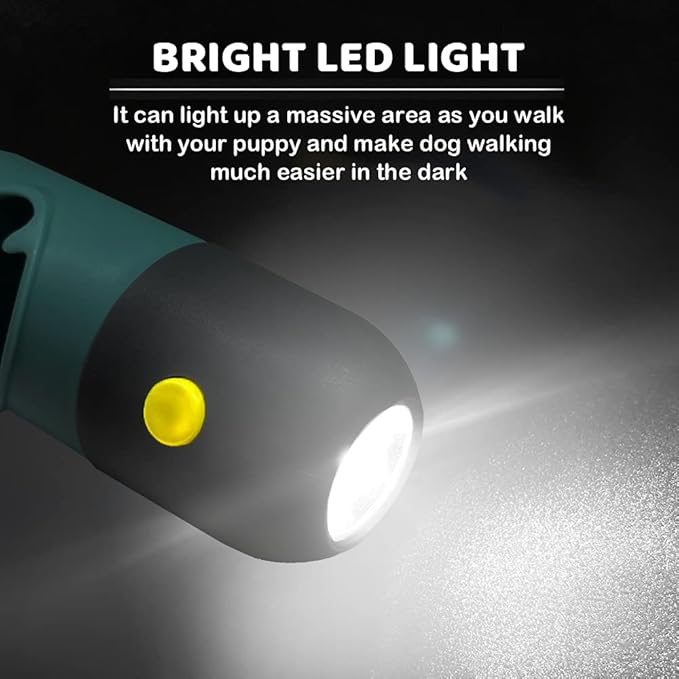 Dog Poop Bag Dispenser with Built-in LED Flashlight and Metal Clip for Leash, Pet Waste Bag Holder, Dog Walking Accessory (Cystal Blue)-PurrikoPets