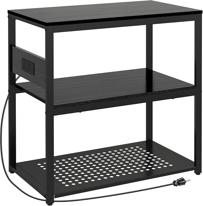 20-29 Gallon Fish Tank Stand with Power Outlets, 3-Tier Metal Aquarium Stand, Breeder Reptile Tank Stand with Shelf for Home Office, 660LBS Capacity, 29.5 x 15.8 x 30.1 inches, Black-PurrikoPets