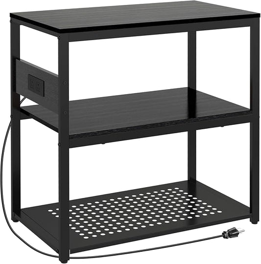 20-29 Gallon Fish Tank Stand with Power Outlets, 3-Tier Metal Aquarium Stand, Breeder Reptile Tank Stand with Shelf for Home Office, 660LBS Capacity, 29.5 x 15.8 x 30.1 inches, Black-PurrikoPets