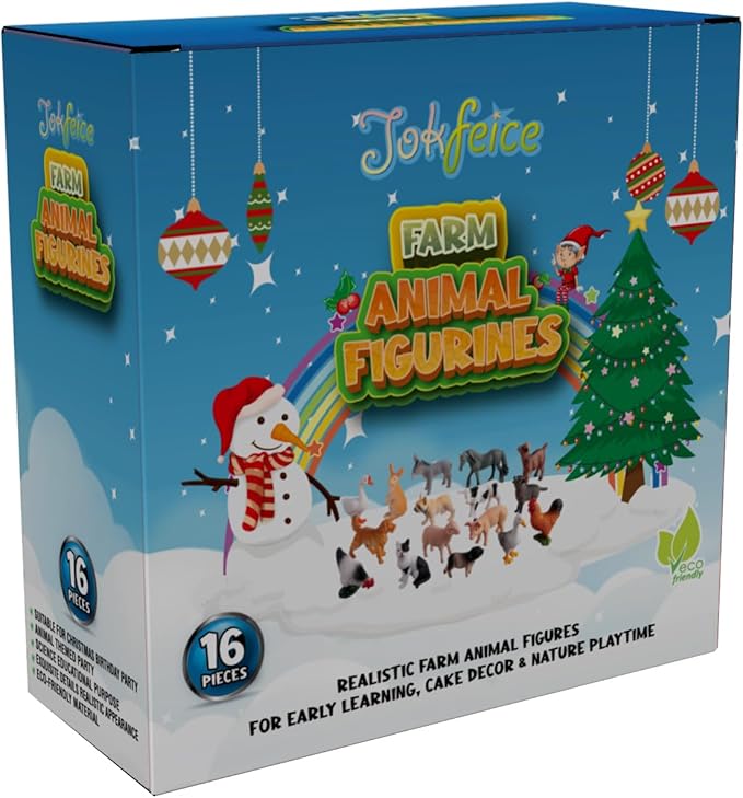 16Pcs Small Animals Figures, Realistic Farm Animals Toys for Cupcake Toppers, Learning Educational Toys, Birthday Party Favors Gift for Kids-PurrikoPets