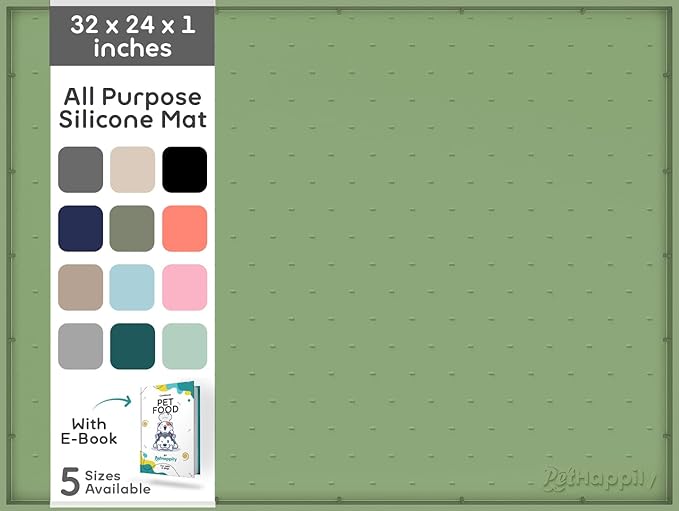 32x24x1” XL Dog Food Mat - All Purpose Under Sink Liner, Washer and Dryer Covers for The Top, Silicone Griddle Mat for Blackstone - Raised Edges Dog Mat for Food and Water Prevent Spill, Waterproof-PurrikoPets