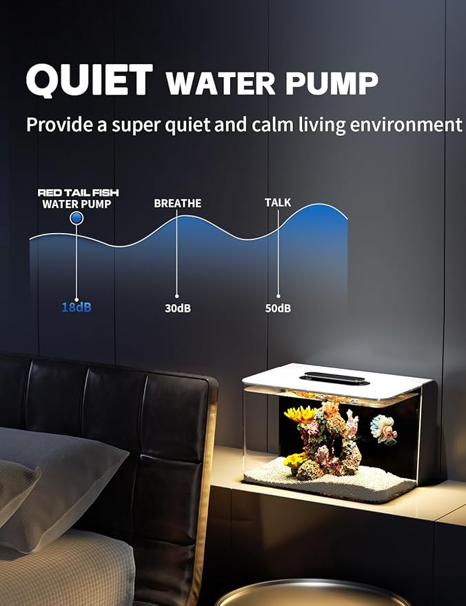 2.5 Gallon Fish Tank Small Aquarium Starter Kit with Hidden Filtration, 3 Color Light, Self Cleaning Nano Tank for Betta, Shrimp, Guppy, Angelfish-PurrikoPets