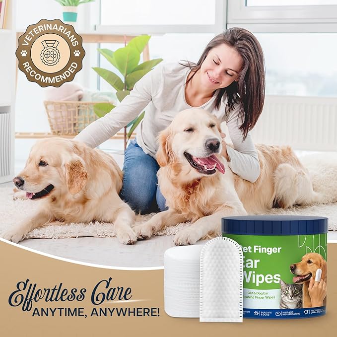 Dog Ear Wipes - 100 Value Pack - Mint Ear Wipes for Dogs, Vet Formulated Pet Ear Wipes for Dogs & Cats – Effective Dog Ear Cleaner for Itch Relief, Wax & Odor-PurrikoPets
