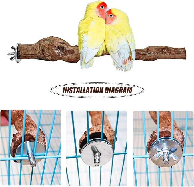 2 Packs Parrot Perch Stand,Natural Grapevine Wood Perch Parrots Cage Perch Toys Suitable for Small or Medium Parrots Parakeets Cockatiels Conures Lovebirds in Cage Accessories Supplies (Style-1)-PurrikoPets