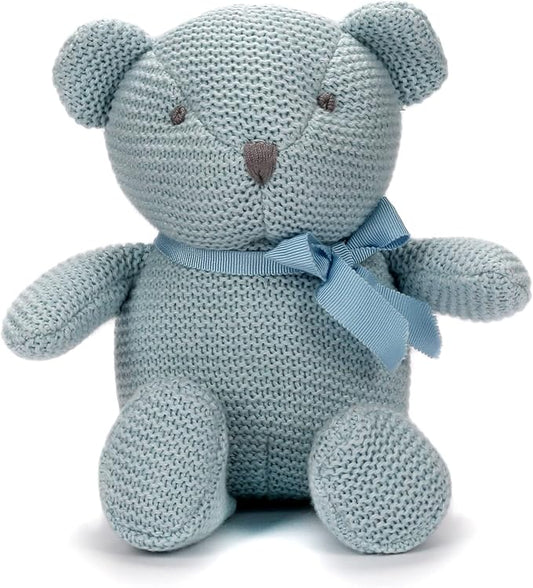 100% Organic Cotton Baby Toys Blue Teddy Bear 6.5" Stuffed Animals for Newborn-PurrikoPets