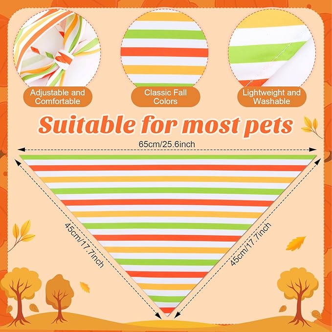 48 Pieces Fall Dog Bandanas Bulk Colorful Autumn Bandanas for Dogs with Polka Dot Stripe Wave Patterns for Pets Doggies Fall Autumn Thanksgiving Party Costume Accessories-PurrikoPets