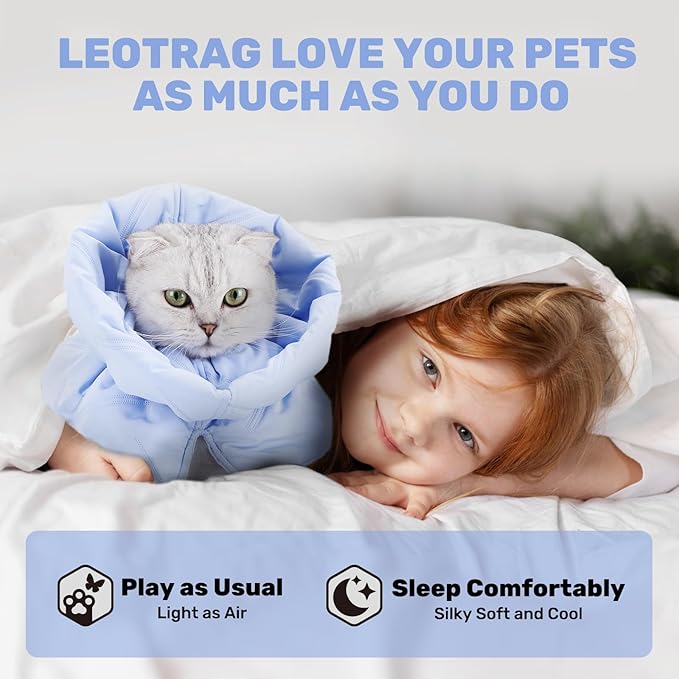 Adjustable Cat Recovery Cone Collar, Lightweight Soft Cat E-Collar Alternative After Spay, Waterproof Comfy Collars to Stop Licking Wound After Surgery, Protective Cone for Kittens/Puppies-PurrikoPets