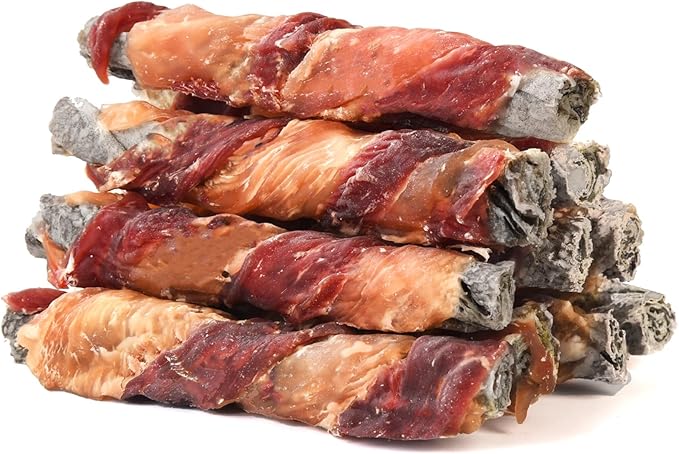 Dog Treats Chicken Duck Wrapped Cod Skin Sticks, Rawhide-Free, Grain-Free Dog Chewy Treats for Healthy Teeth and Coat,Training Treats for Small Medium Large Dogs, 9-10 Counts-PurrikoPets