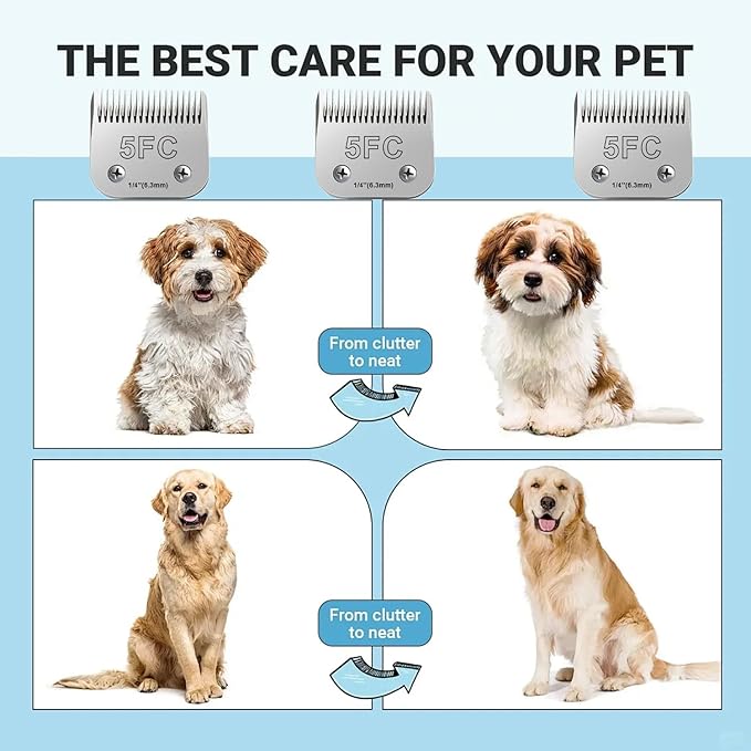 10 Blades for Dog Grooming Blades Compatible with Andis,Oster A5,Wahl km10 Dog Clippers,Size-#10, 1/16-Inch Cut Length (4PCS-#3FC+4FC+5FC+7FC)-PurrikoPets