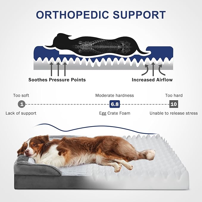 FURTIME Orthopedic Dog Bed for Extra Large Dogs - XL Waterproof Dog Sofa Bed, Ultra Comfy Supportive Foam Pet Bed with Removable Washable Cover, Jumbo Dog Bed with Nonskid Bottom-PurrikoPets