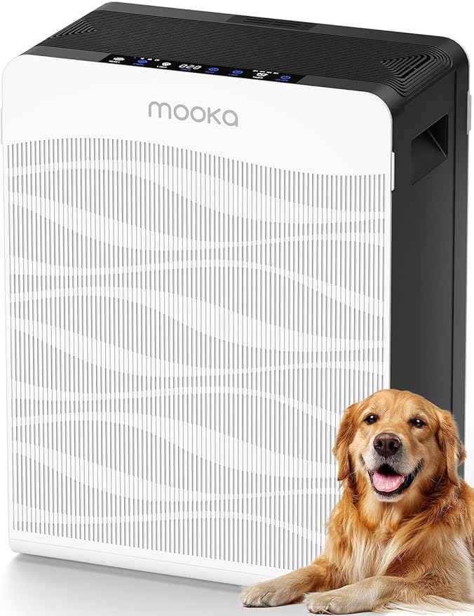 Air Purifier for Home Large Room 2800 Ft², MOOKA Double-Sided Air Purifiers for Home Pets with Washable Filters, PM 2.5 Air Quality Monitor, Air Filter Cleaner for Bedroom, Dorm Room, Office, C300-PurrikoPets