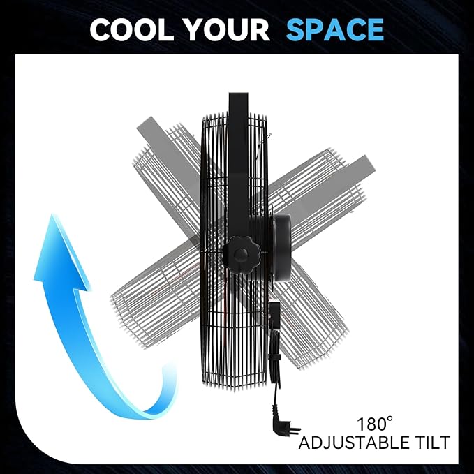 4580 CFM 18 inch High Velocity Wall Mounted Fan, 3-Speed Metal Fan with Sealed Motor, 360 Degree Tliting Heavy Duty Wall Fan for Patio, Barn, Garage, and Gazebo - UL listed-PurrikoPets