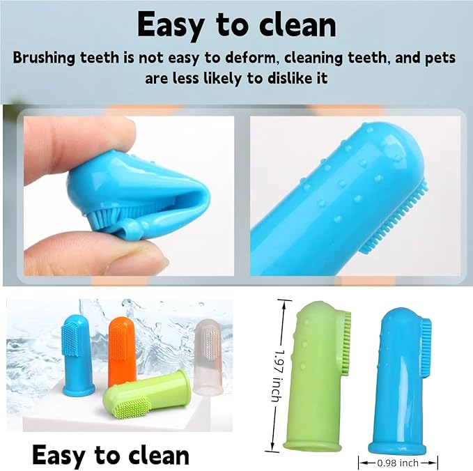 4 Pack Pet Tooth Brushing Kit – Extra Soft Finger Toothbrushes for Cats & Dogs Gentle Plaque & Tartar Removal, Freshens Breath Pain-Free Teeth Cleaning for Small to Large Pets-PurrikoPets