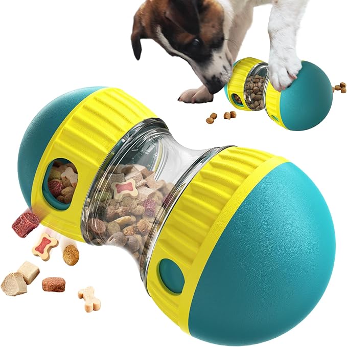 Dog Puzzle Toy Adjustable Treat Dispensing Ball Food Dispenser Tough Slow Feeder Puppy Enrichment Training Toy Pet Interactive Chase Toys for Small Medium Large Dogs to Keep Them Busy, Green-PurrikoPets