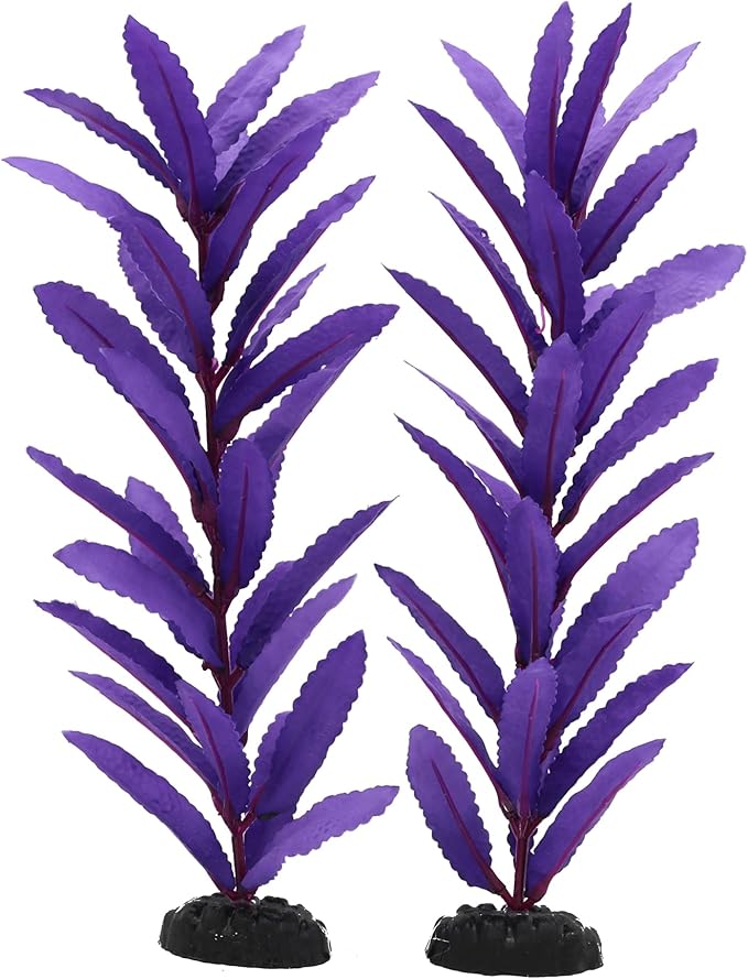 2-Pack 12 Inch Aquarium Silk Aquarium Plants, Artificial Plastic Plant for Small Tank, Goldfish, Fish Hides (Purple, 12 Inch)-PurrikoPets