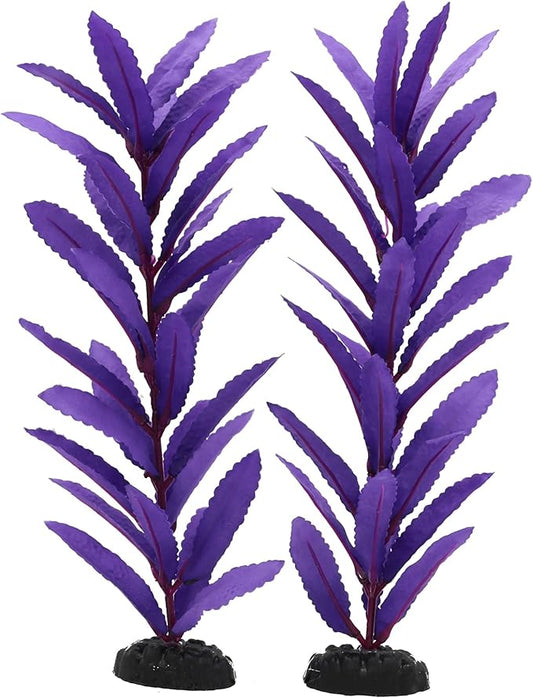 2-Pack 12 Inch Aquarium Silk Aquarium Plants, Artificial Plastic Plant for Small Tank, Goldfish, Fish Hides (Purple, 12 Inch)-PurrikoPets