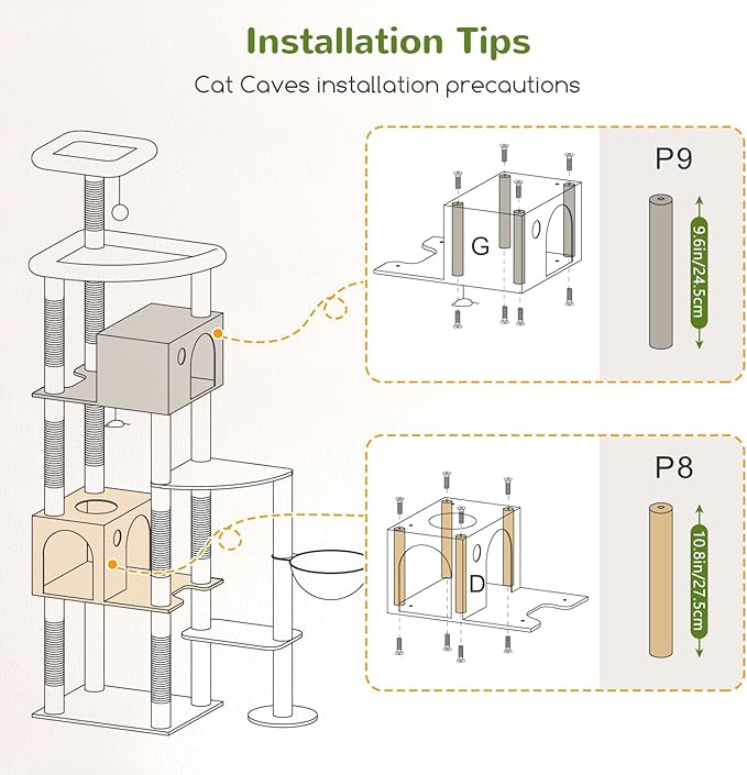 Globlazer Giant Cat Tree, 83 inch Cat Tree for Indoor Cats Large Adult, XXL Cat Tower with 9 Scratching Posts for 20lb+ Heavy Duty Large Adult Cats, F83, Dark Grey-PurrikoPets