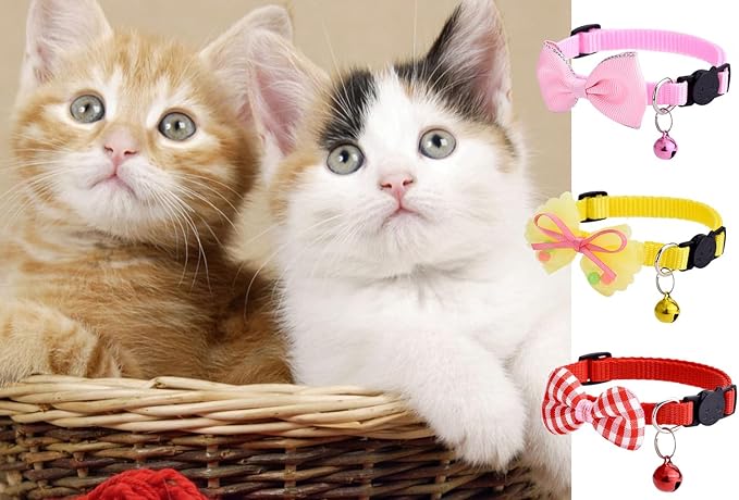 16 PCS Cute Cat Collar with Bells Kitten Collars for Girls Pink Cat Collar Breakaway Cat Collars for Girl Cats Small Kitten Collar with Bell Boy Pet Collar for Cats Kitten Supplies Flower Cat Collar-PurrikoPets