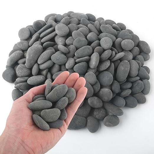 5 lbs Mexican Beach Pebbles, 0.4-1 Inch Natural River Rocks for Indoor Plants Vase Fish Tank Aquarium Fountain, Decorative Stone for Landscaping Garden Paving Walkways Backyard, Grey-PurrikoPets