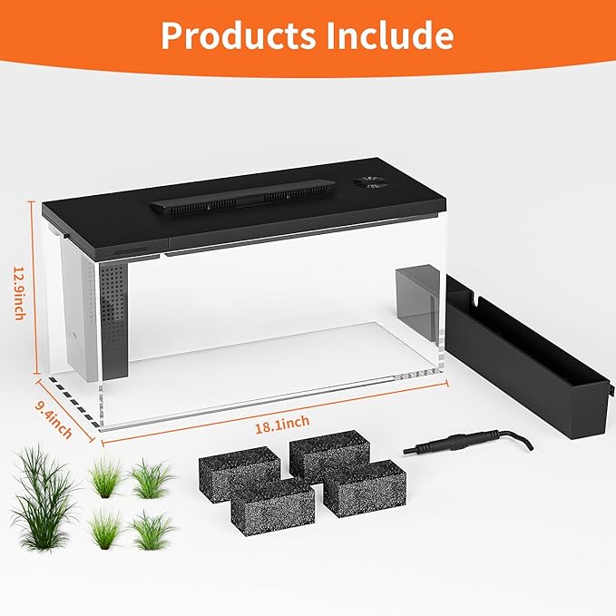 3.7 Gallon Betta Fish Tank self Cleaning,Smart Aquarium Aquarium kit with Filter Light Water Pump-PurrikoPets