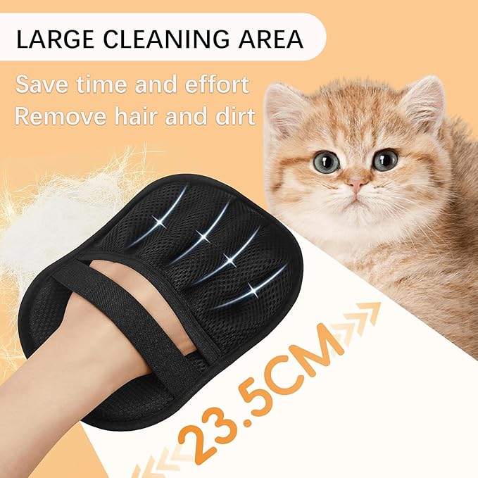 3 Pcs Magic pet Hair Remover Glove - Reusable & Easy-to-Clean cat and Dog Fur Brush for Effortless Grooming, Upgraded Grip and Large Size for Better Coverage-PurrikoPets