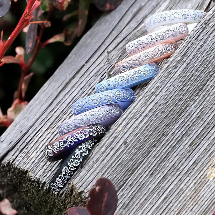 Knot Theory Nordic Bloom Silicone Ring for Men Women - Baby Blue, Lavender, Pink, RoseGold, Sky Blue Breathable Comfort Fit 6mm Bandwidth