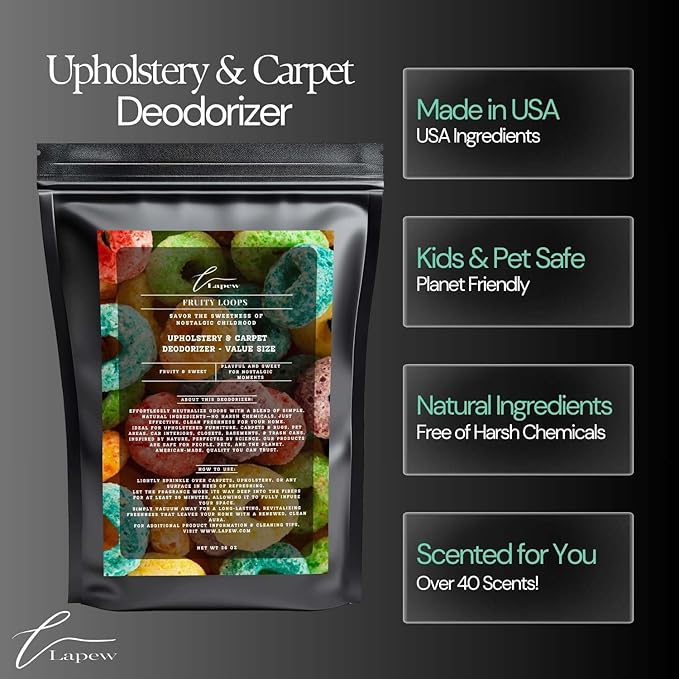 Fruity Loops Carpet Freshener Powder Refill 36 oz | Powerful Odor Eliminator for Home | Upholstery Deodorizer | Carpet Deodorizer | Pet Urine | Cat Litter Box-PurrikoPets