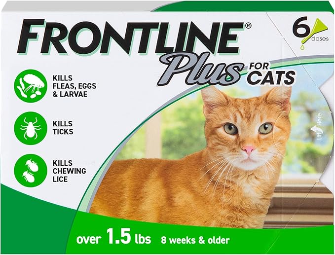 FRONTLINE Plus Flea and Tick Treatment for Cats Over 1.5 lbs. 6 Treatments-PurrikoPets