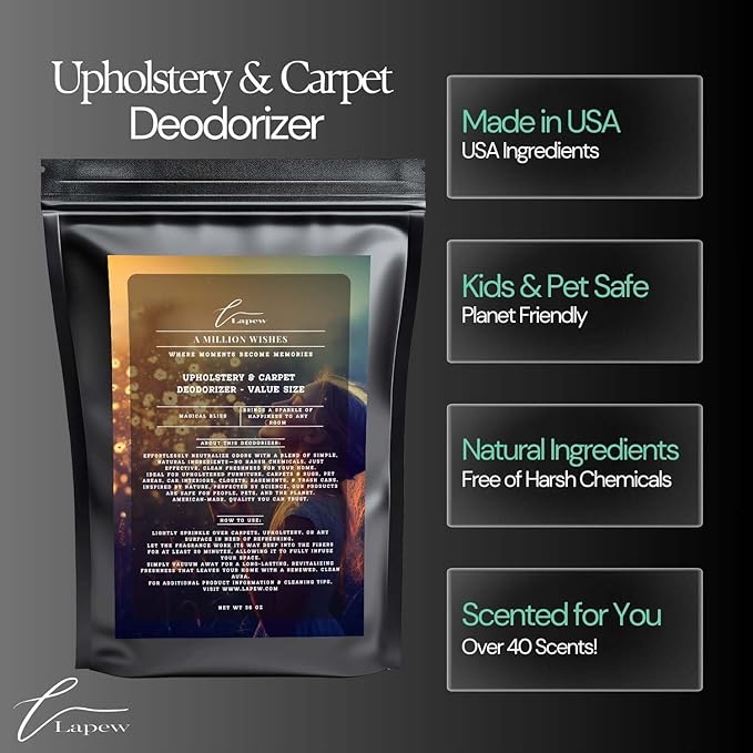 A Million Wishes Carpet Freshener Powder Refill 36 oz | Powerful Odor Eliminator for Home | Upholstery Deodorizer | Carpet Deodorizer | Pet Urine | Cat Litter Box | A Thousand Wishes Fragrance-PurrikoPets