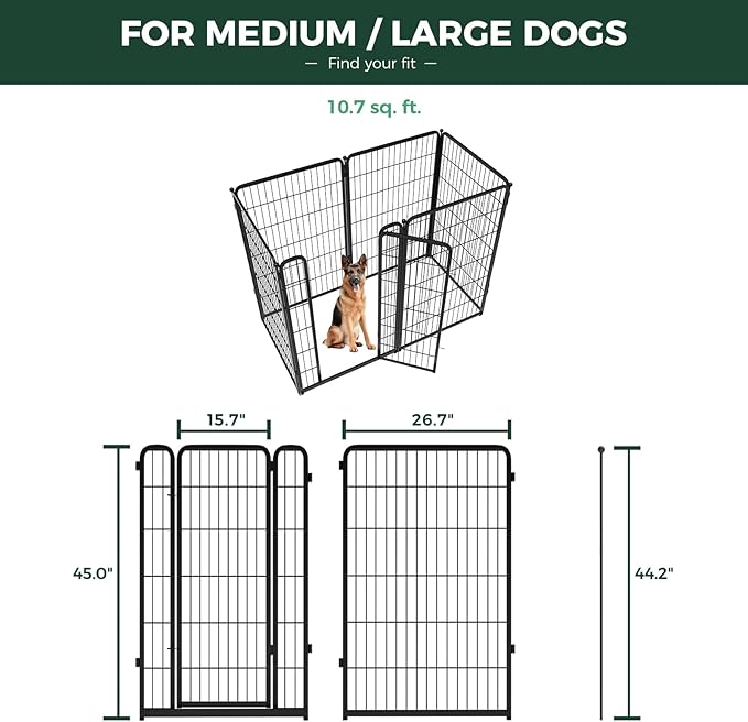 FXW Homeplus Unleashed Indoor Dog Playpen - Stress-Free and Safe Play, Heavy Duty 45 Inch 6 Wire Panels Dog Pen for Large Dogs, Black│Patented-PurrikoPets