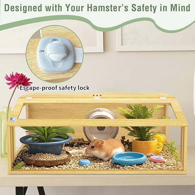 48" Large Hamster Cage, Chewproof Gerbil Cages and Habitats, Openable Top Roof Window with Silencing Pad, Wooden Guinea Pig Cage for Small Animals, Dwarf and Syrian Hamster, 40 x 20 x 20 Inches-PurrikoPets