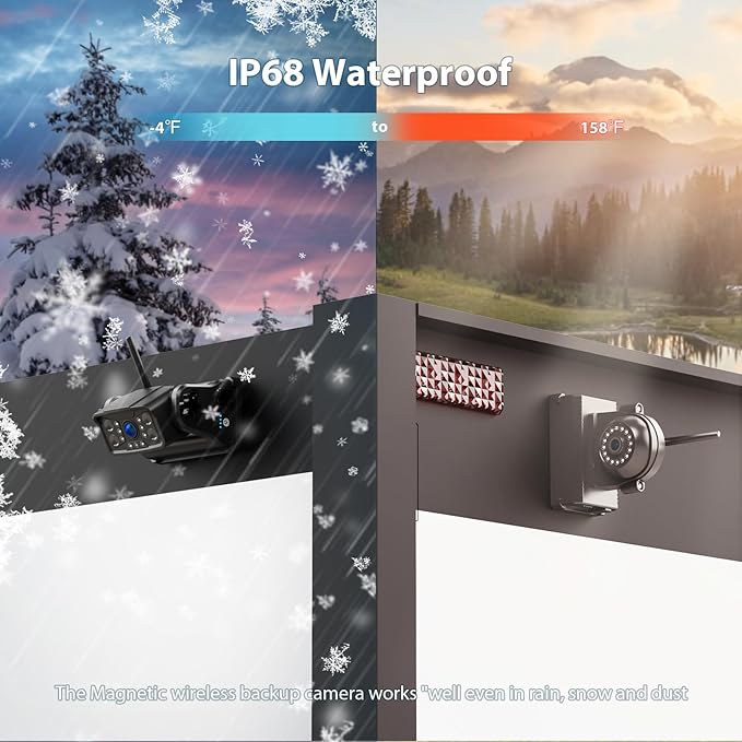 3 Magnetic Wireless Backup Camera with HD 1080P 10" DVR Monitor, 1-Rear View 2-Side View Cameras Wireless System for RV Trailer Trucks, Built-in 9600mAh Battery,Night Vision,Recording- ZEROXCLUB BC103-PurrikoPets