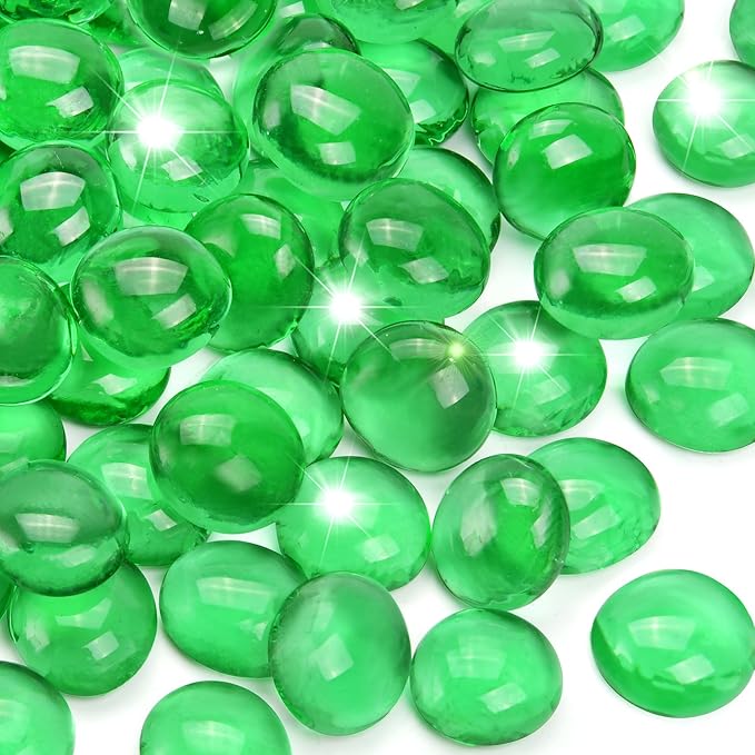 10LB Green Flat Glass Marbles for Vases, Gemstone Beads Vase Filler Decorative Glass Pebbles for Fish Tank, DIY Crafts, Aquarium Decor Rocks-PurrikoPets