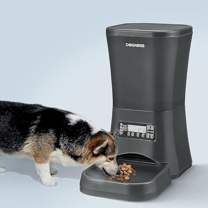 DOGNESS 9L Dog Feeders for Large Dogs, Automatic Dog Feeder with Timer Extra Large, Programmable Auto Pet Food Dispenser Feeder, Portion Control, Voice Recording, Battery and Plug-in Power (Black)-PurrikoPets