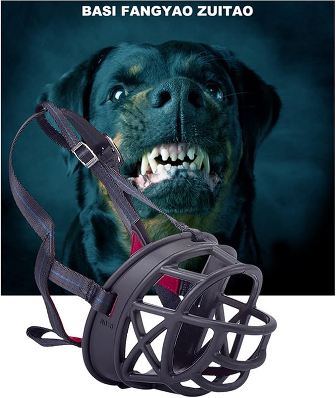 Dog Muzzle Breathable Basket Muzzles for Large and X-Large Dogs, Stop Biting, Barking and Chewing, Best for Aggressive Dogs Black Brown (Black Rubber, XL)-PurrikoPets