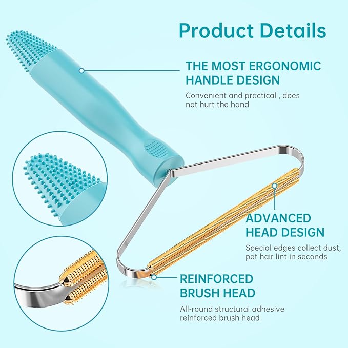 3-Pack Pet Hair Removal Tool,Dog Cat Hair Remover,Lint Shaver Cleaner Pro,Fur Removal Tool,Portable Carpet Scraper,Carpet Rake,Pet Hair Brush for Carpet,Clothes,Car Mats,Couch,Pet Bed,Furniture-PurrikoPets