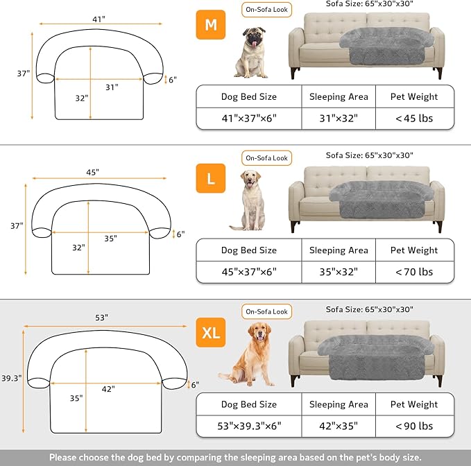 GGIB Calming Dog Bed Fluffy Plush Dog Mat for Furniture Protector with Removable Washable Cover for Large Medium Small Dogs and Cats (Extra Large (53x39.3x6), Grey)-PurrikoPets