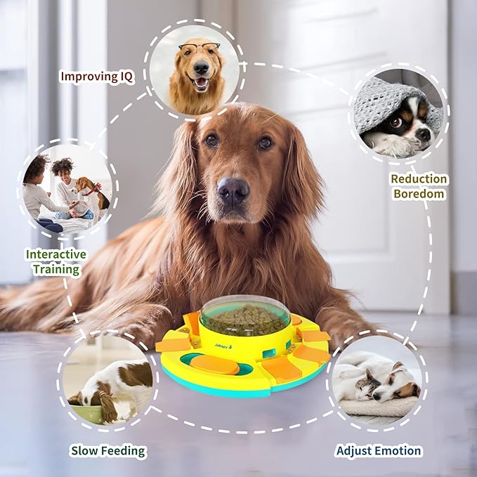 Dog Puzzle Toys for Dog Boredom and Mentally Stimulating, Interactive Slow Food Feeder Dispenser, Professional Level 2 in 1 for Large/Medium/Small Dog-PurrikoPets