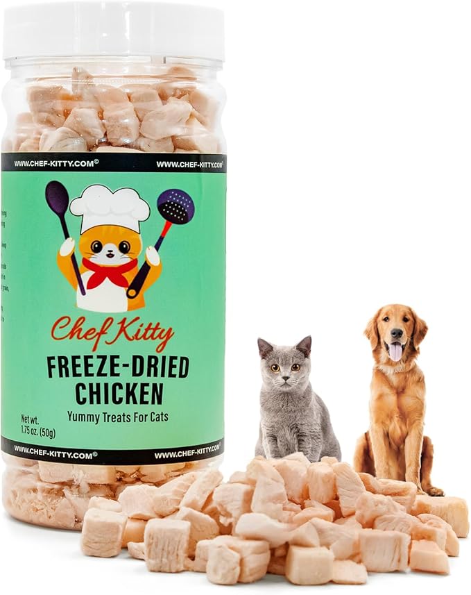 Freeze-Dried Chicken Treats for Cats & Dogs – 100% Human Grade, Single Ingredient, High-Protein, Healthy Snack – No Additives or Preservatives – 1.7oz - Inspected & Tested in USA-PurrikoPets
