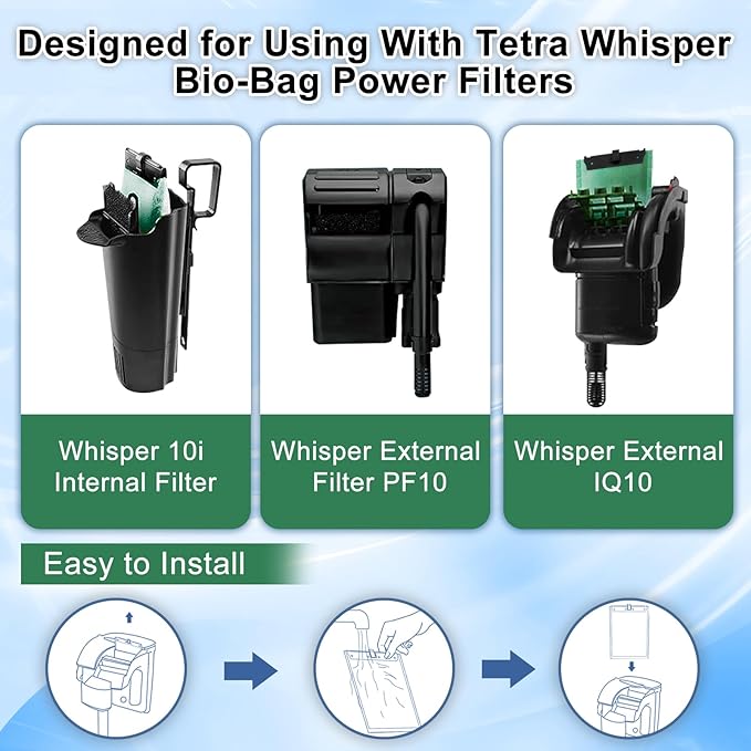 driamor 10 Pack Medium Filter Cartridges Replacement Compatible with Whisper 10i/IQ10/PF10 Aquarium Filter 5-10 Gallons-PurrikoPets