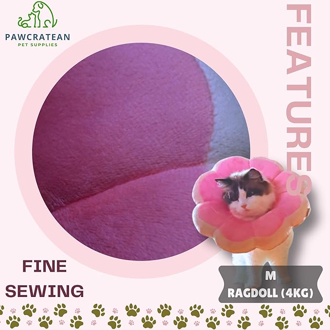 Adjustable Comfy Flower Style Elizabeth Collar for Cats and Puppies Soft Recovery Cone Pet Protective Neck Collar (Pink, Small)-PurrikoPets