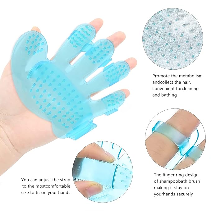 7-Piece Small Pet Grooming Kit with Brush, Nail Clippers, and Adjustable Strap for Rabbits, Hamsters, Guinea Pigs (Blue)-PurrikoPets