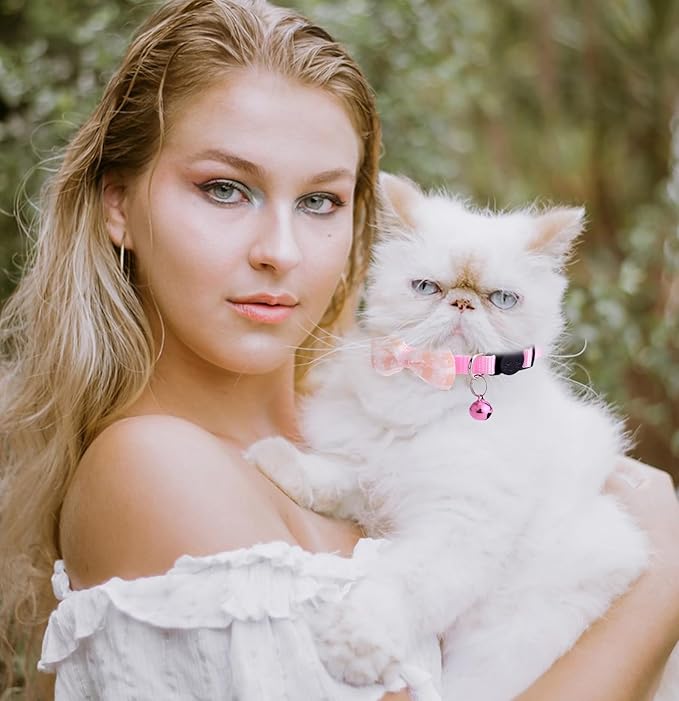 16 PCS Cute Cat Collar with Bells Kitten Collars for Girls Pink Cat Collar Breakaway Cat Collars for Girl Cats Small Kitten Collar with Bell Boy Pet Collar for Cats Kitten Supplies Flower Cat Collar-PurrikoPets