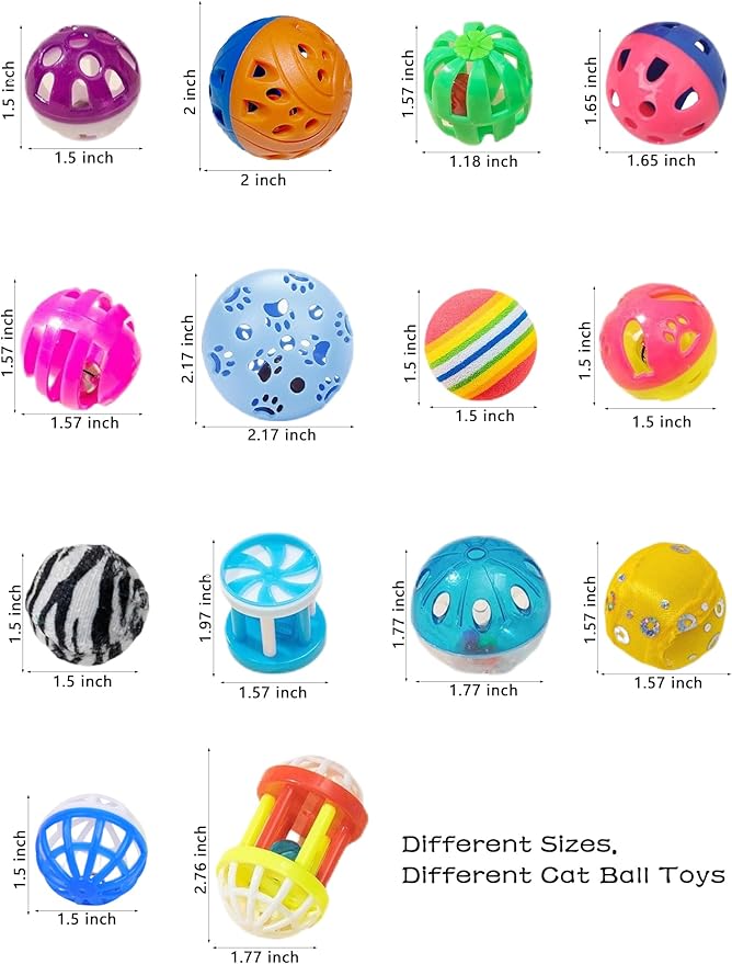 6-Pack Cat Toys for Indoor Cats, Playfully Content (1.5'', Basic Cat Toy Set)-PurrikoPets