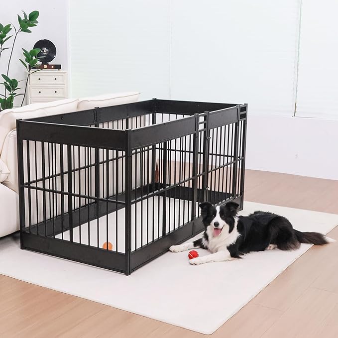 Dog Playpen, 35.4" Height Dog Pen Indoor, Heavy Duty, Safe and Sturdy, Furniture Style Puppy Pen-PurrikoPets